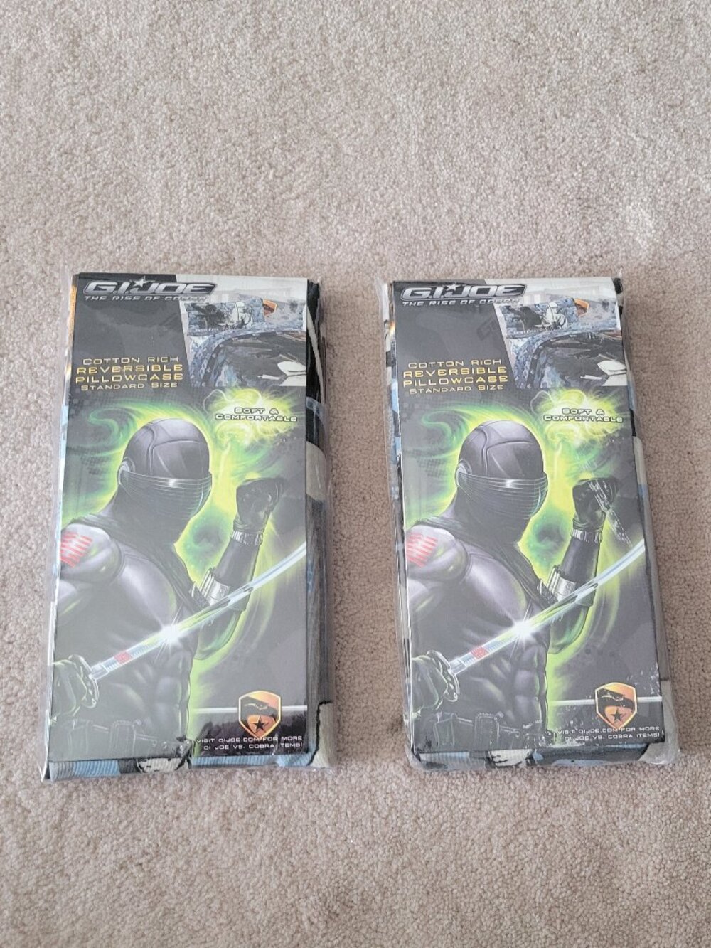 Set of 2 G.I Joe Pillow Cases Standard Size Rise of Cobra Hasbro Vintage NWT